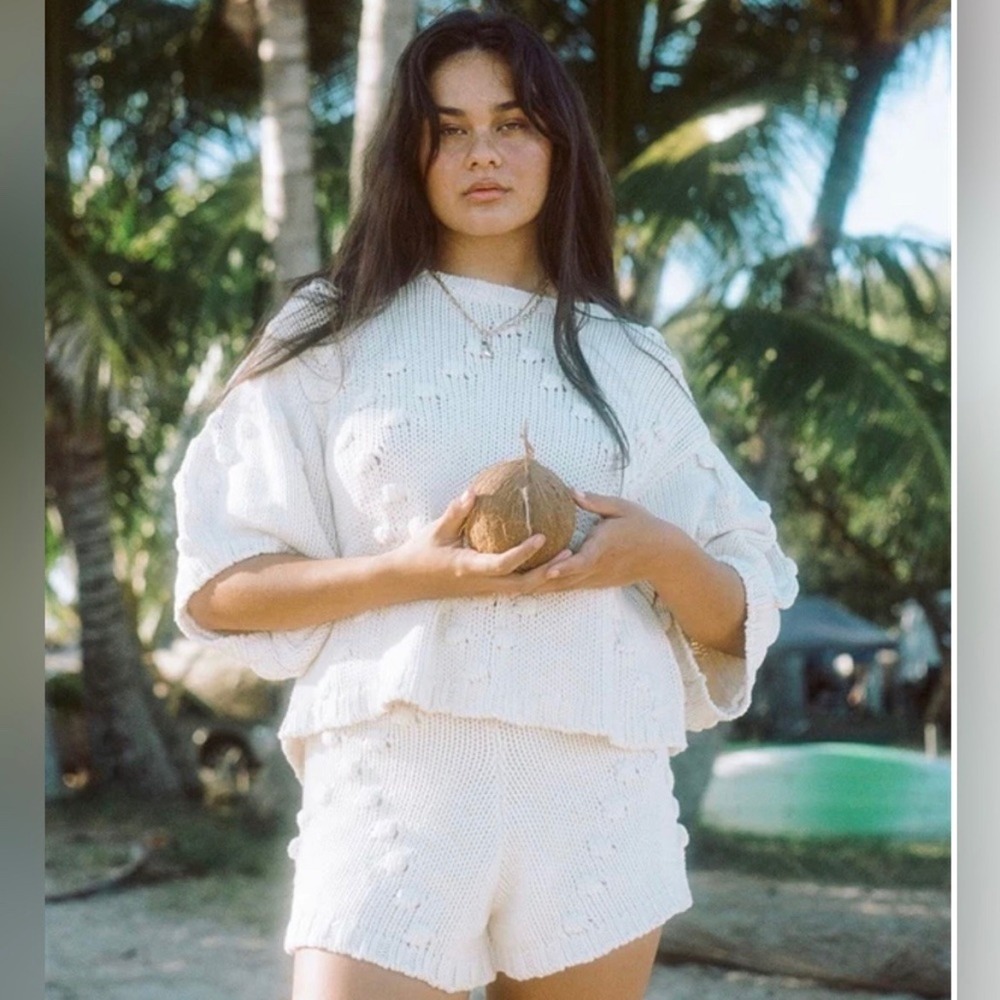 Sabo Skirt Cream Nessa Knit Shorts M Beach Resort Lounge